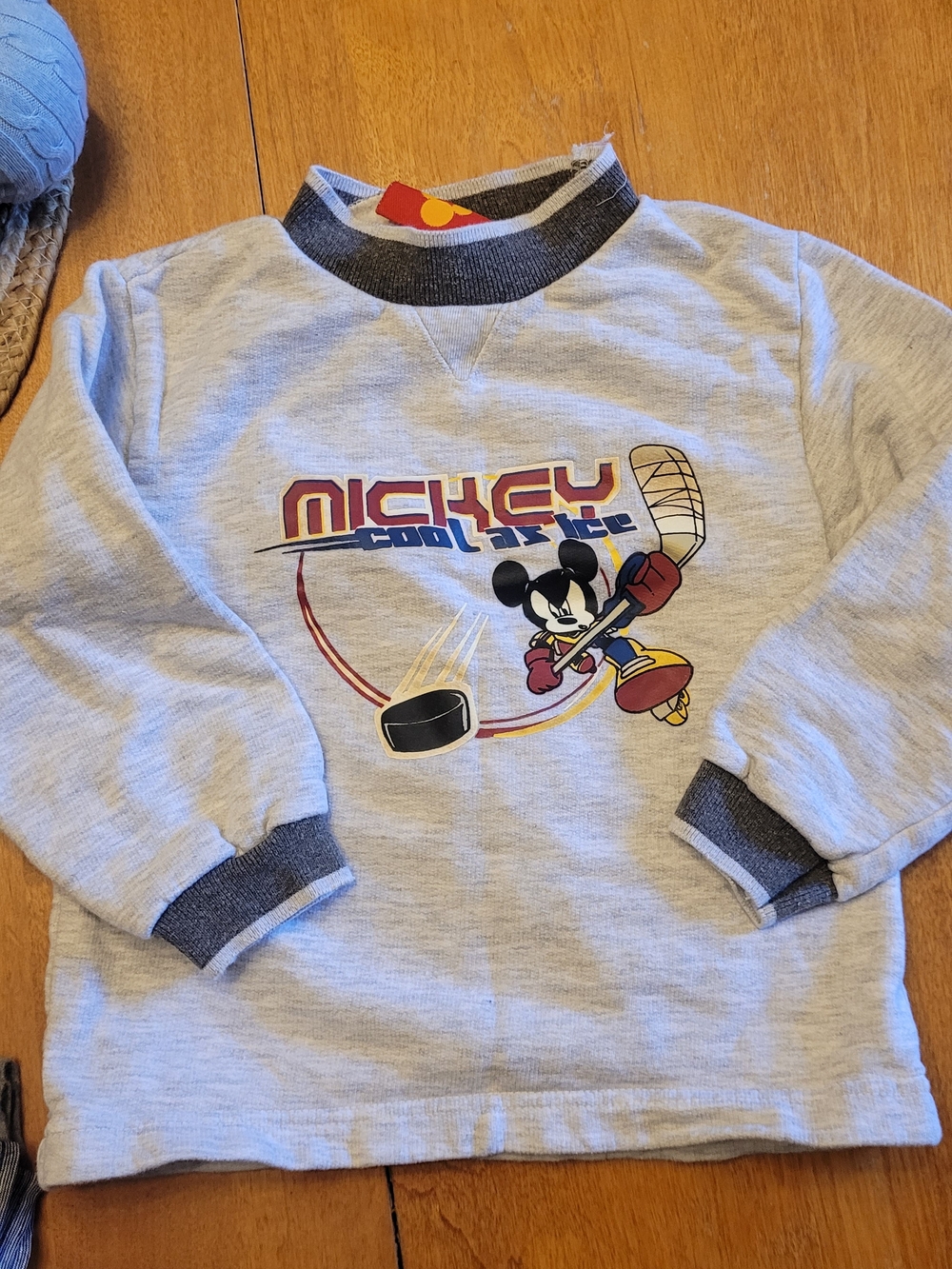Disney Light Gray Mickey Hockey Pullover with Dark Gray Trim